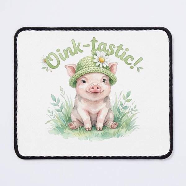 Item preview, Cute Watercolor Baby Pig in Crochet Hat - Oink-tastic! designed and sold by katiecorners.