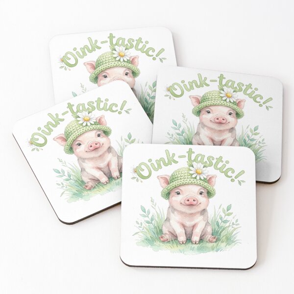 Item preview, Cute Watercolor Baby Pig in Crochet Hat - Oink-tastic! designed and sold by katiecorners.