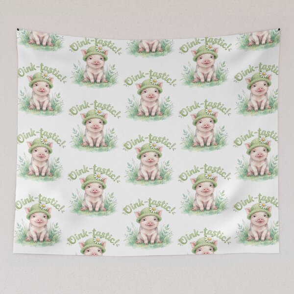 Item preview, Cute Watercolor Baby Pig in Crochet Hat - Oink-tastic! designed and sold by katiecorners.