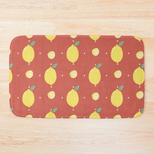 Item preview, Kawaii Lemon Seamless with white Polka Dot Pattern rust background designed and sold by Sugarflumpairy2.