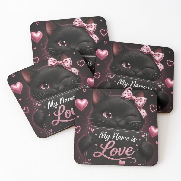 Item preview, My Name Is Love Black Cat designed and sold by LovePrintArt.