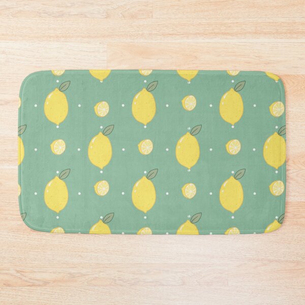 Item preview, Kawaii Lemon Seamless with white Polka Dot Pattern green background designed and sold by Sugarflumpairy2.