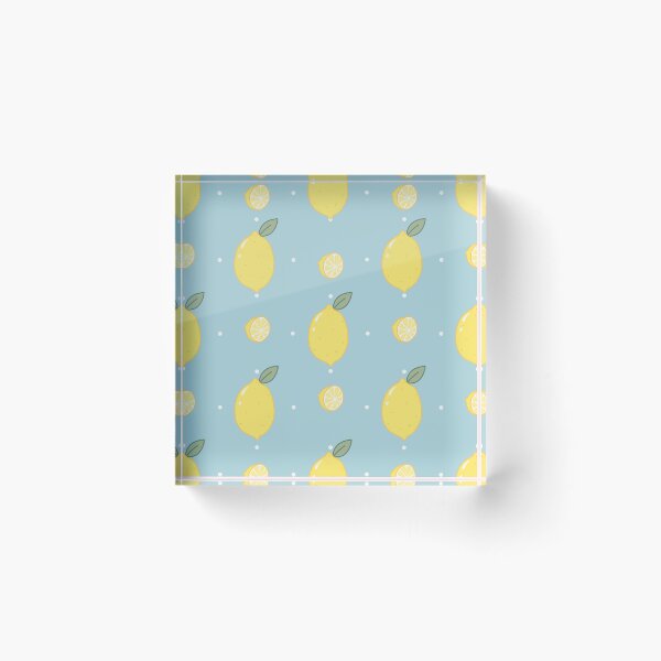 Item preview, Kawaii Lemon Seamless with white Polka Dot Pattern blue background designed and sold by Sugarflumpairy2.