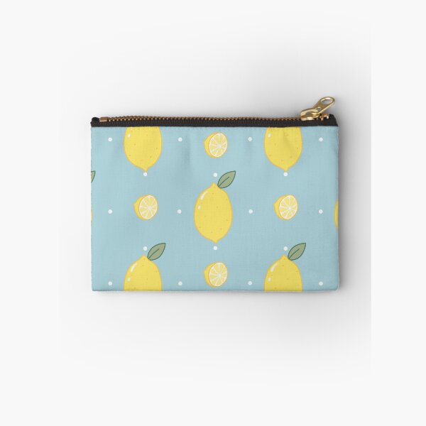 Item preview, Kawaii Lemon Seamless with white Polka Dot Pattern blue background designed and sold by Sugarflumpairy2.