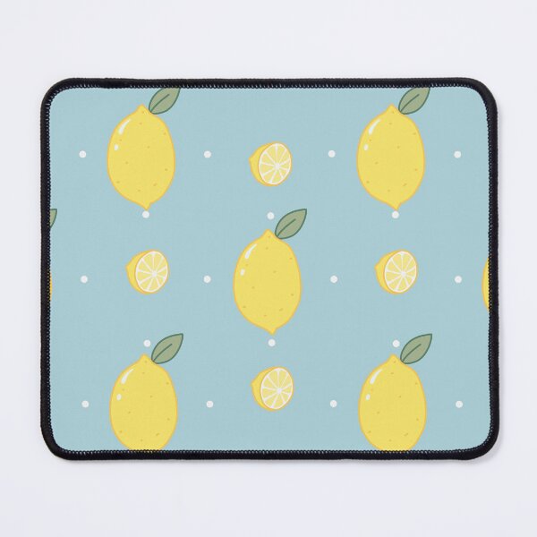 Item preview, Kawaii Lemon Seamless with white Polka Dot Pattern blue background designed and sold by Sugarflumpairy2.