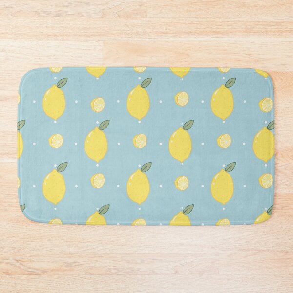 Item preview, Kawaii Lemon Seamless with white Polka Dot Pattern blue background designed and sold by Sugarflumpairy2.