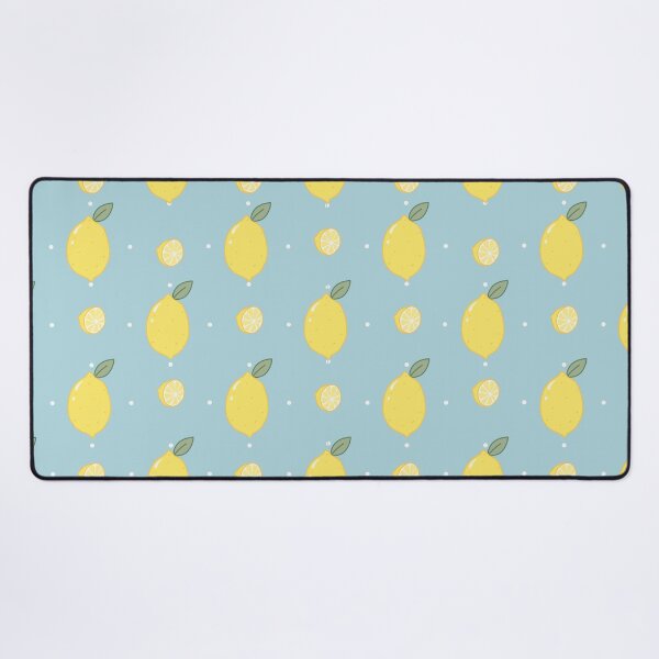 Item preview, Kawaii Lemon Seamless with white Polka Dot Pattern blue background designed and sold by Sugarflumpairy2.