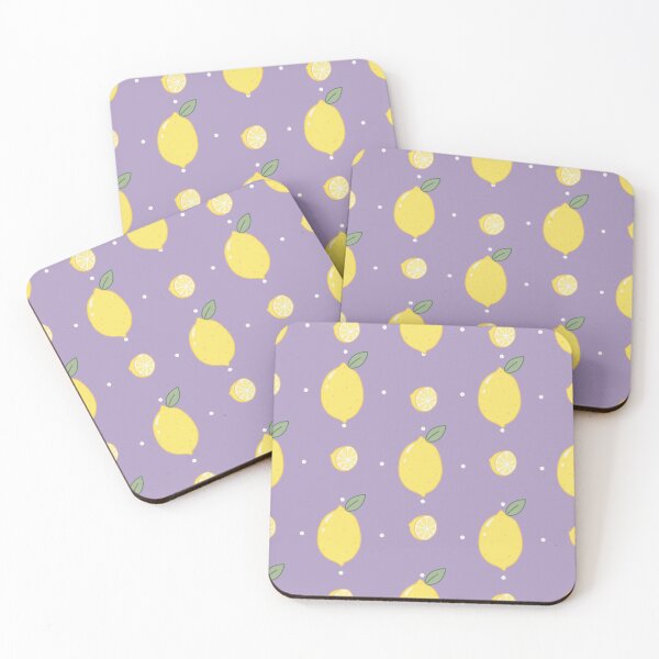 Item preview, Kawaii Lemon Seamless with white Polka Dot Pattern purple background designed and sold by Sugarflumpairy2.