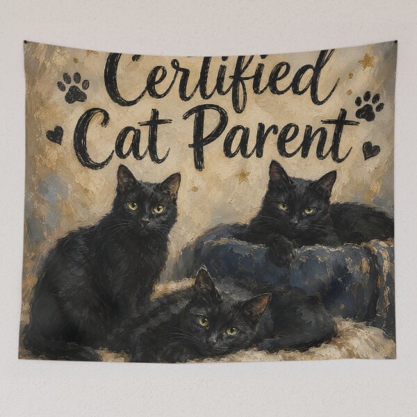 Item preview, Certified Cat Parent Black Cats Oil Painting designed and sold by Pioneer Spirit Market.