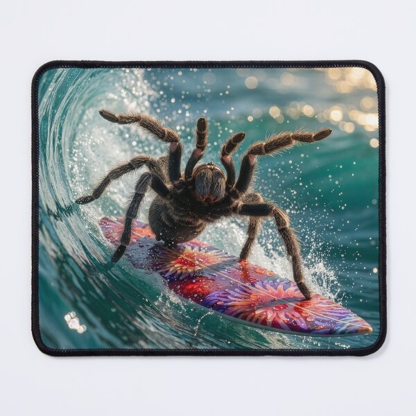 Item preview, Stoked Tarantula On A Snappy Sea Anemone Surfboard designed and sold by Tridentulus.