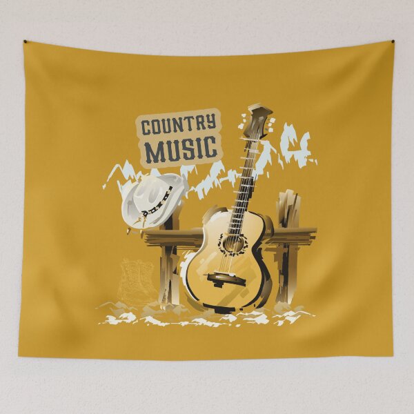 Item preview, Country Music Western Guitar Cowboy Hat Vintage Country Music Lover. designed and sold by LunaPrintCo.