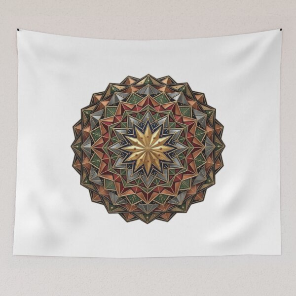 Item preview, Sacred Geometry Star Mandala Gold and Emerald Ornament designed and sold by Northern Glow Art.