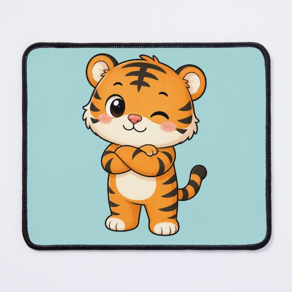Item preview, Cute Winking Tiger Cartoon Standing Crossed Arms designed and sold by Seculinator.