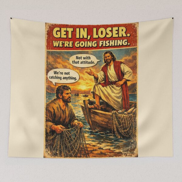 Item preview, Get In Loser – Funny Fishing with Jesus designed and sold by radiogalaxy.
