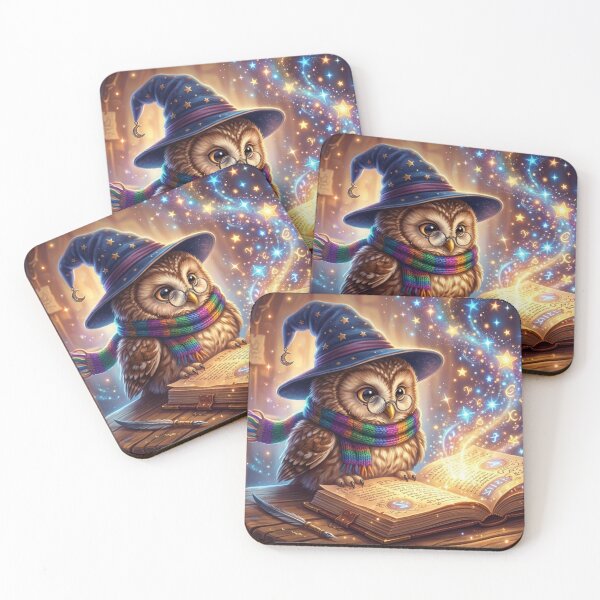 Item preview, Cute Magic Owl Wizard - Whimsical Little Scholar Cartoon Art designed and sold by MemoMetaverse.