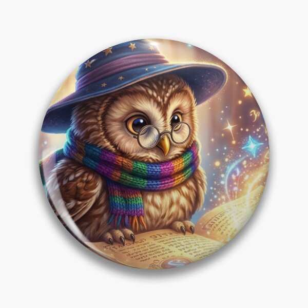Item preview, Cute Magic Owl Wizard - Whimsical Little Scholar Cartoon Art designed and sold by MemoMetaverse.