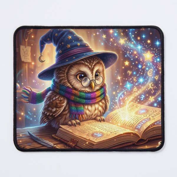 Item preview, Cute Magic Owl Wizard - Whimsical Little Scholar Cartoon Art designed and sold by MemoMetaverse.