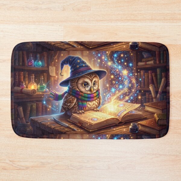 Item preview, Cute Magic Owl Wizard - Whimsical Little Scholar Cartoon Art designed and sold by MemoMetaverse.