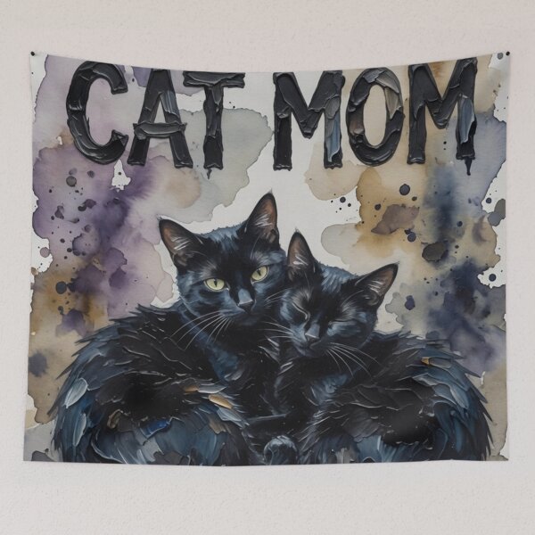 Item preview, Certified Cat Mom Black Cats Watercolor Art designed and sold by Pioneer Spirit Market.
