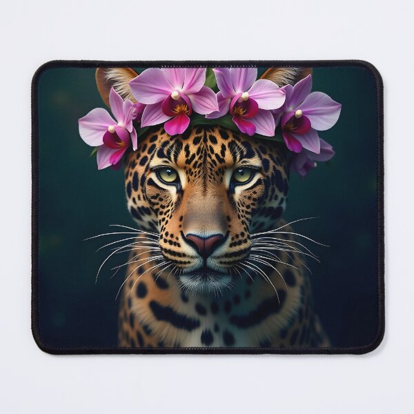 Item preview, Jaguar with Tropical Flower Crown Art designed and sold by Luna-Flow.