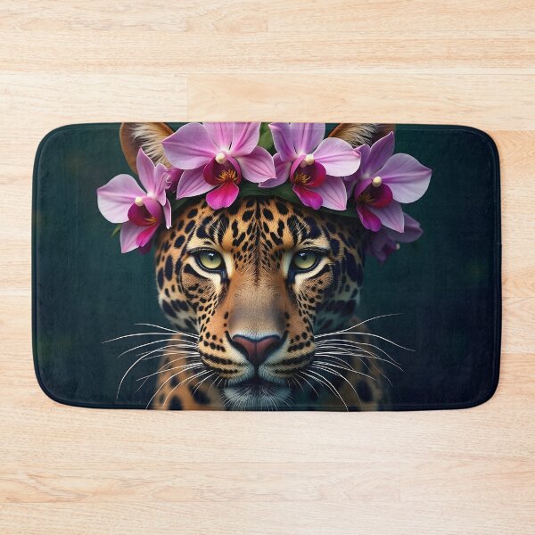 Item preview, Jaguar with Tropical Flower Crown Art designed and sold by Luna-Flow.