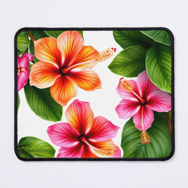 Item preview, Tropical Hibiscus and Lush Leaves Pattern designed and sold by CooksCreators.