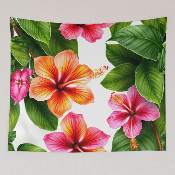Item preview, Tropical Hibiscus and Lush Leaves Pattern designed and sold by CooksCreators.