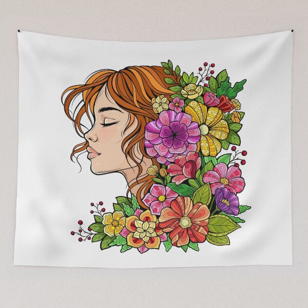 Item preview, Portrait of a girl with flowers designed and sold by Alla Gill.