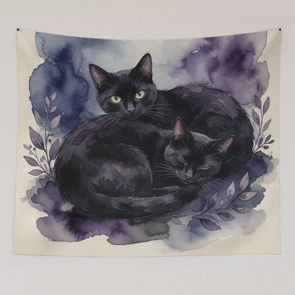 Item preview, Certified Cat Mom Black Cats Watercolor Art designed and sold by Pioneer Spirit Market.