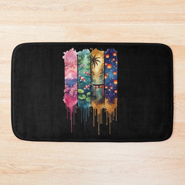 Item preview, Japanese Watercolor Panel Art – Mount Fuji Cherry Blossom Koi Pond Torii Gate Lantern Festival Tee designed and sold by QuirkyCloud Designs.