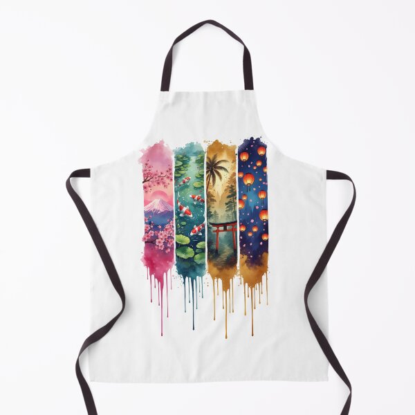 Item preview, Japanese Watercolor Panel Art – Mount Fuji Cherry Blossom Koi Pond Torii Gate Lantern Festival Tee designed and sold by QuirkyCloud Designs.