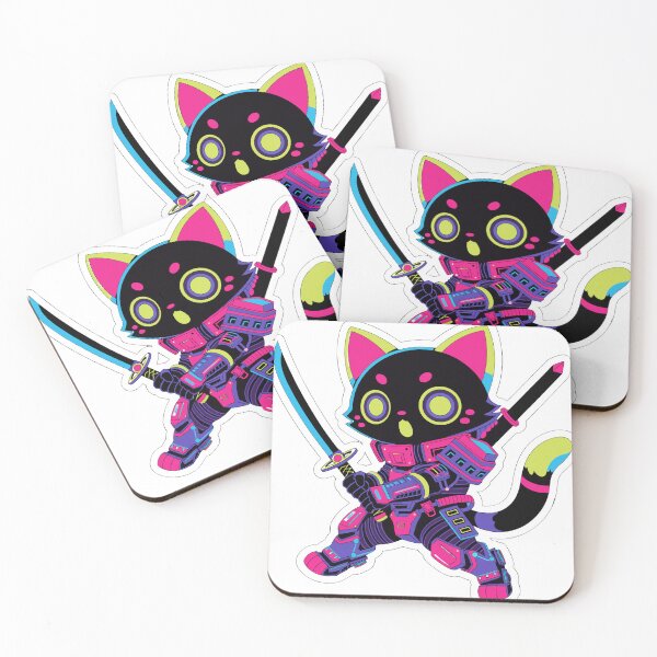 Item preview, Cute Cyber Samurai Cat Sticker designed and sold by inkfusionhub99.