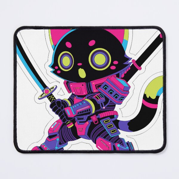 Item preview, Cute Cyber Samurai Cat Sticker designed and sold by inkfusionhub99.