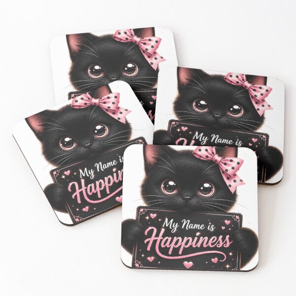 Item preview, My Name Is Happiness Black Cat designed and sold by LovePrintArt.