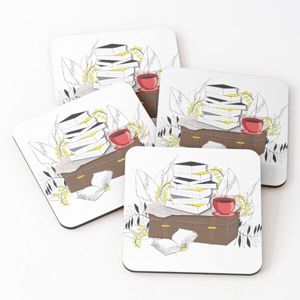 Item preview, Cozy Book Stack with Autumn Leaves and Coffee designed and sold by TatinkaArtskill.