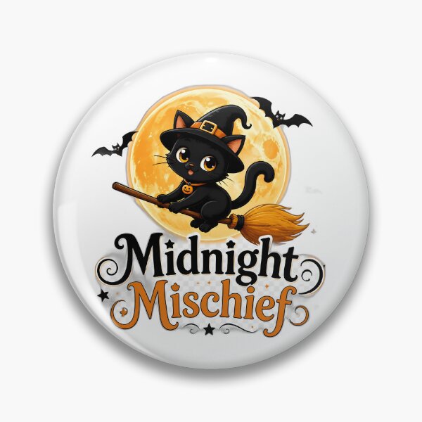 Item preview, Midnight Mischief – Cute Black Cat Witch on Broom | Kawaii Halloween T-Shirt Design designed and sold by ColorClouds.