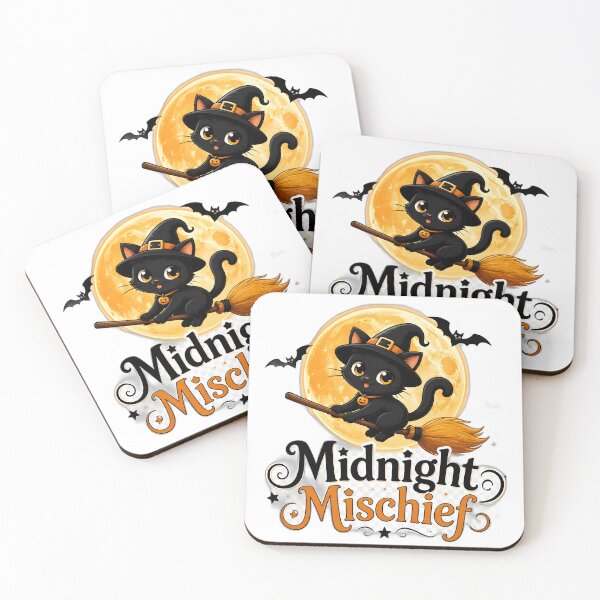 Item preview, Midnight Mischief – Cute Black Cat Witch on Broom | Kawaii Halloween T-Shirt Design designed and sold by ColorClouds.