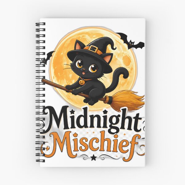 Item preview, Midnight Mischief – Cute Black Cat Witch on Broom | Kawaii Halloween T-Shirt Design designed and sold by ColorClouds.