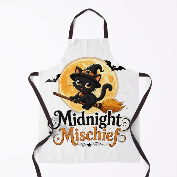 Item preview, Midnight Mischief – Cute Black Cat Witch on Broom | Kawaii Halloween T-Shirt Design designed and sold by ColorClouds.