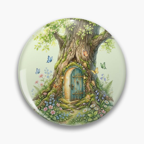 Item preview, Spring Fairy Door Watercolor Cottagecore Art designed and sold by CalmCapy Co.