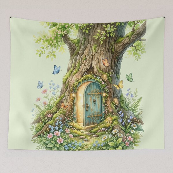 Item preview, Spring Fairy Door Watercolor Cottagecore Art designed and sold by CalmCapy Co.