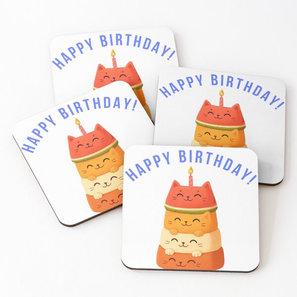 Item preview, Cute Cat Birthday Cake Stack Illustration designed and sold by Inka Moon Design.