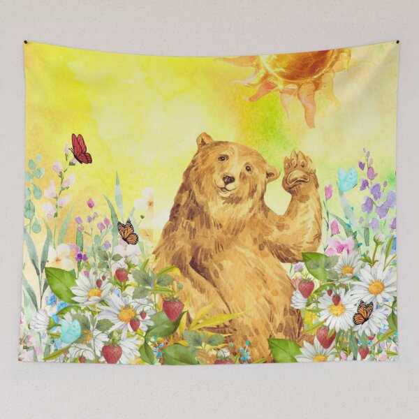 Item preview, Sunshine and Strawberries-Bear Nursery Art, Woodland Animal Wall Decor designed and sold by SacredPathHealingArt.