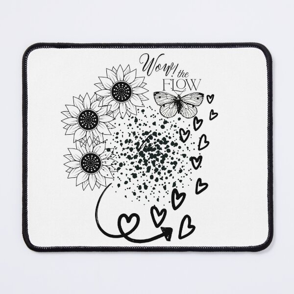Item preview, Go with the flow, clean and trendy Boho, sunflower and heart graphic with the quote “Wow! The Flow” for essential T-shirts, and other apparel designed and sold by MKTreasures.