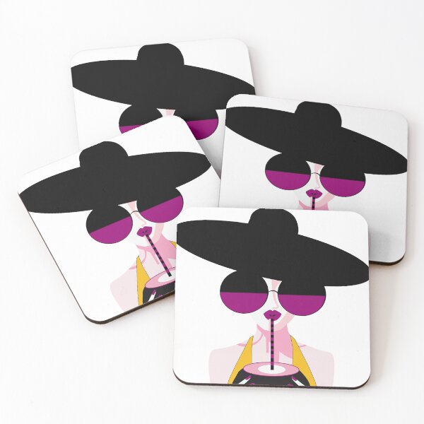Item preview, Chic Retro Woman in Black Hat and Sunglasses designed and sold by TatinkaArtskill.