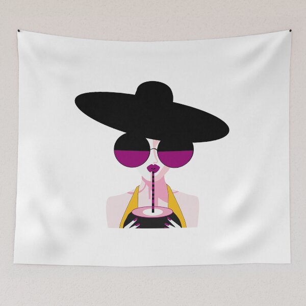 Item preview, Chic Retro Woman in Black Hat and Sunglasses designed and sold by TatinkaArtskill.