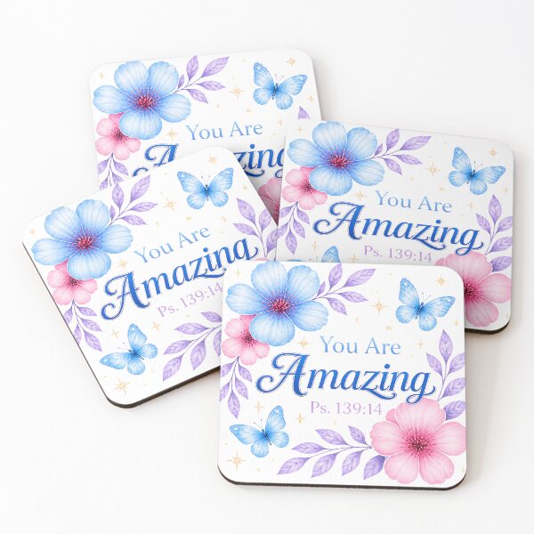 Aperçu de l'œuvre Tu es extraordinaire ! Design chrétien - Psaume 139:14 : Verset biblique floral et papillon encourageant créée et vendue par FaithThroughEverySeason.