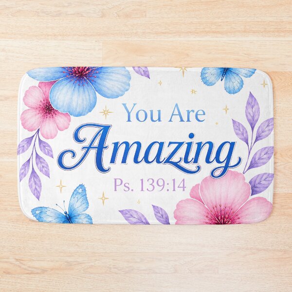 Item preview, You Are Amazing Christian Design - Psalm 139:14 Floral Butterfly Bible Verse Encouragement designed and sold by For His  Glory.