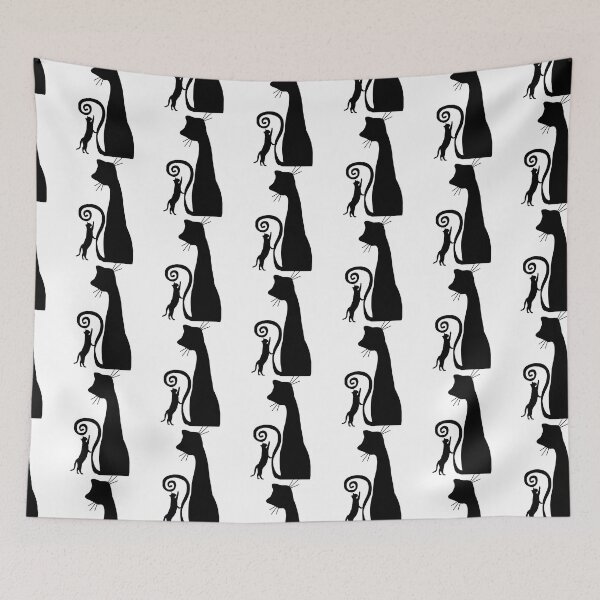 Item preview, Minimalist Black Cat and Kitten Silhouette designed and sold by katiecorners.