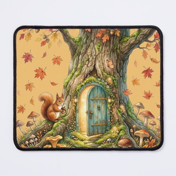 Item preview, Autumn Fairy Door Watercolor Cottagecore Art designed and sold by CalmCapy Co.